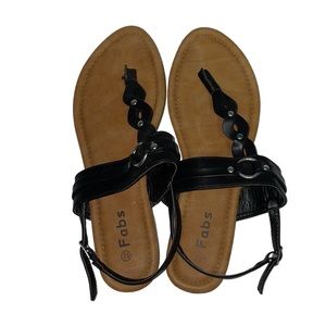 Fabs T Strap Sandals- Black - Size 8.5